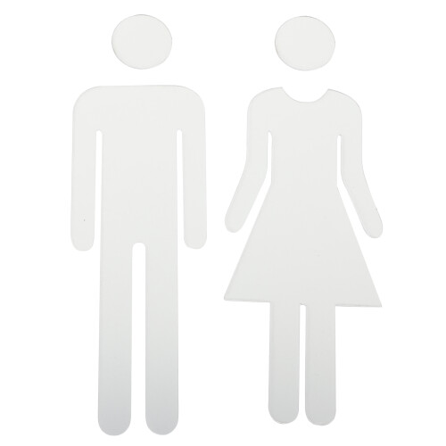 Modern Bathroom Sign Acrylic Silver 2pcs Door Identification