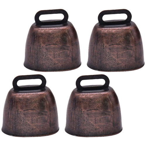 Vintage Cow Bells Light Brown Durable Iron Noise Makers 4pcs