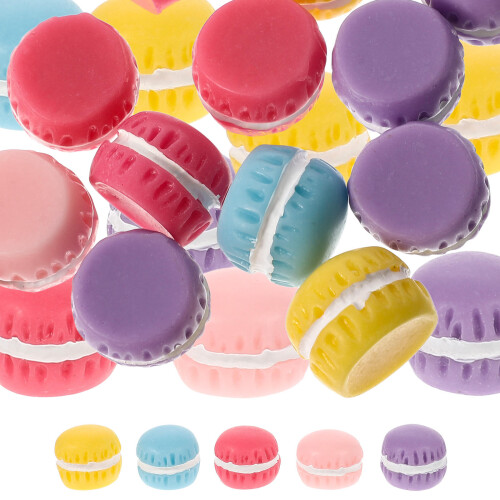 30Pcs Mini Resin Flatback Macaron Charms Assorted Color for DIY Crafts