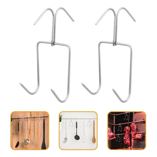 Stainless Steel Kitchen Hooks Silver For Decor And Bbq 2pcs 2
