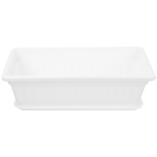 Rectangular Flowerpot Plastic Storage Holder White 2pcs