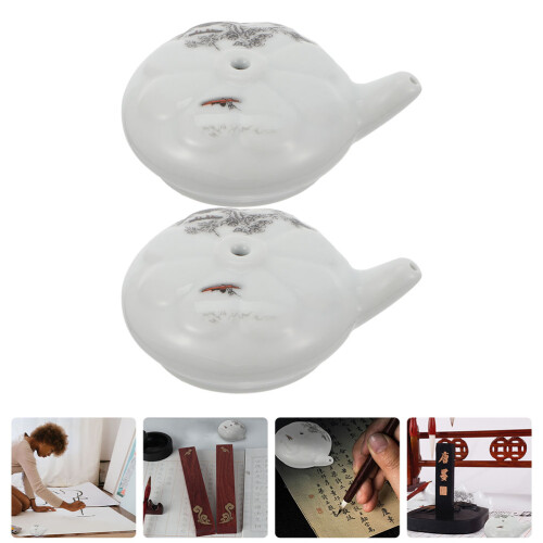 2 Pcs Drawing Ceramic Ink Drop Ink Container 9x7x2cm 1