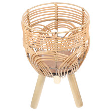 Beige Bamboe Plantenmand Met Stevige Steunpoot Voor