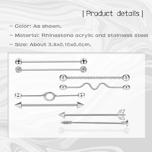 9 Pcs Navel Bar Buckle Belly Button Popularity Screw Piercing ※ 1