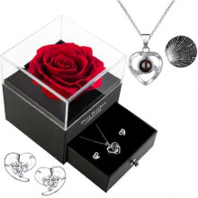 Eternal Rose Valentine's Day Gift Box, Preserved Rose with Crystal Handmade Jewelry I Love You Rose Box Valentine's Day Birthday Mother's Day Gifts fo