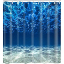 Shower Curtain with Hooks High Quality Waterproof Mildewproof Easy to Clean Beautiful Print (Sea)