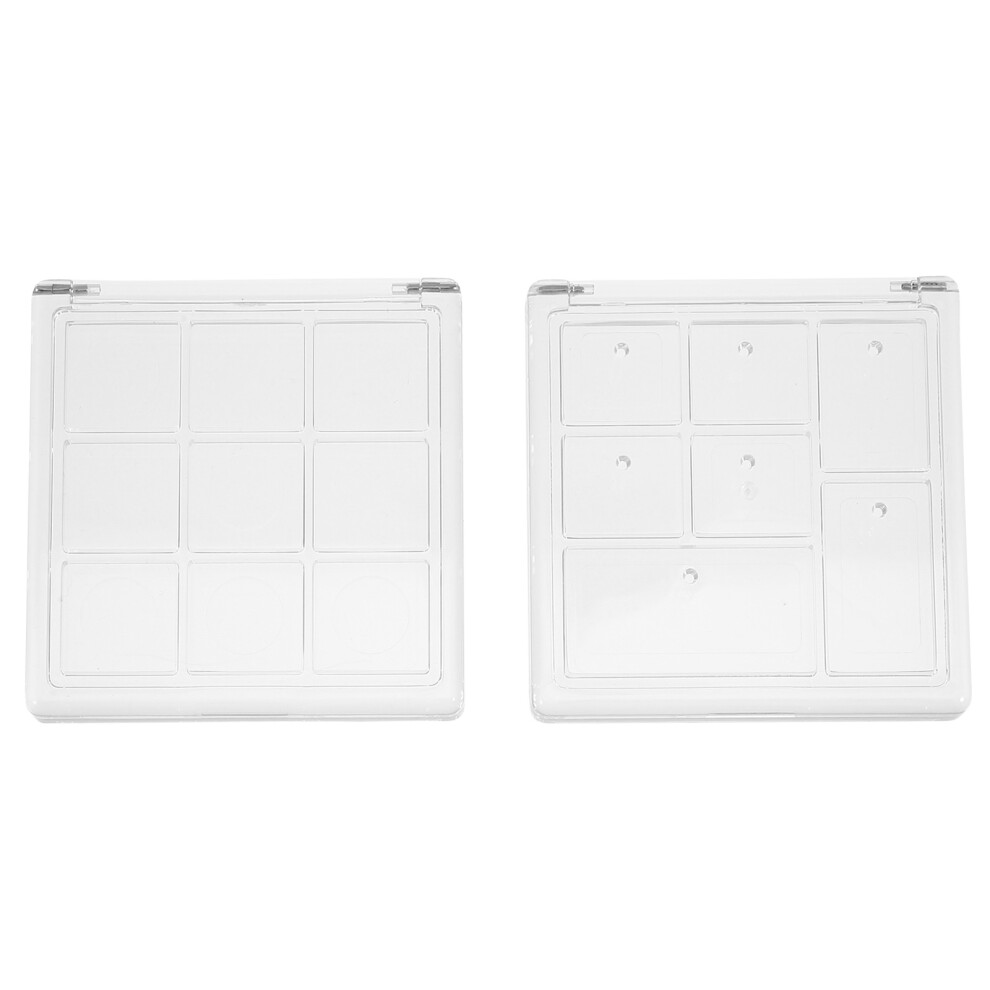 Inoomp 4Pcs Plastic Eyeshadow Palettes Empty Storage Boxes Transparent