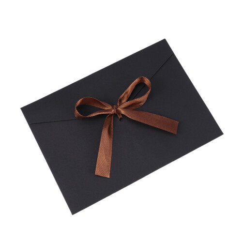 10Pcs Creative Bow Black Envelopes for Cards Classic Ribbon Tie Design