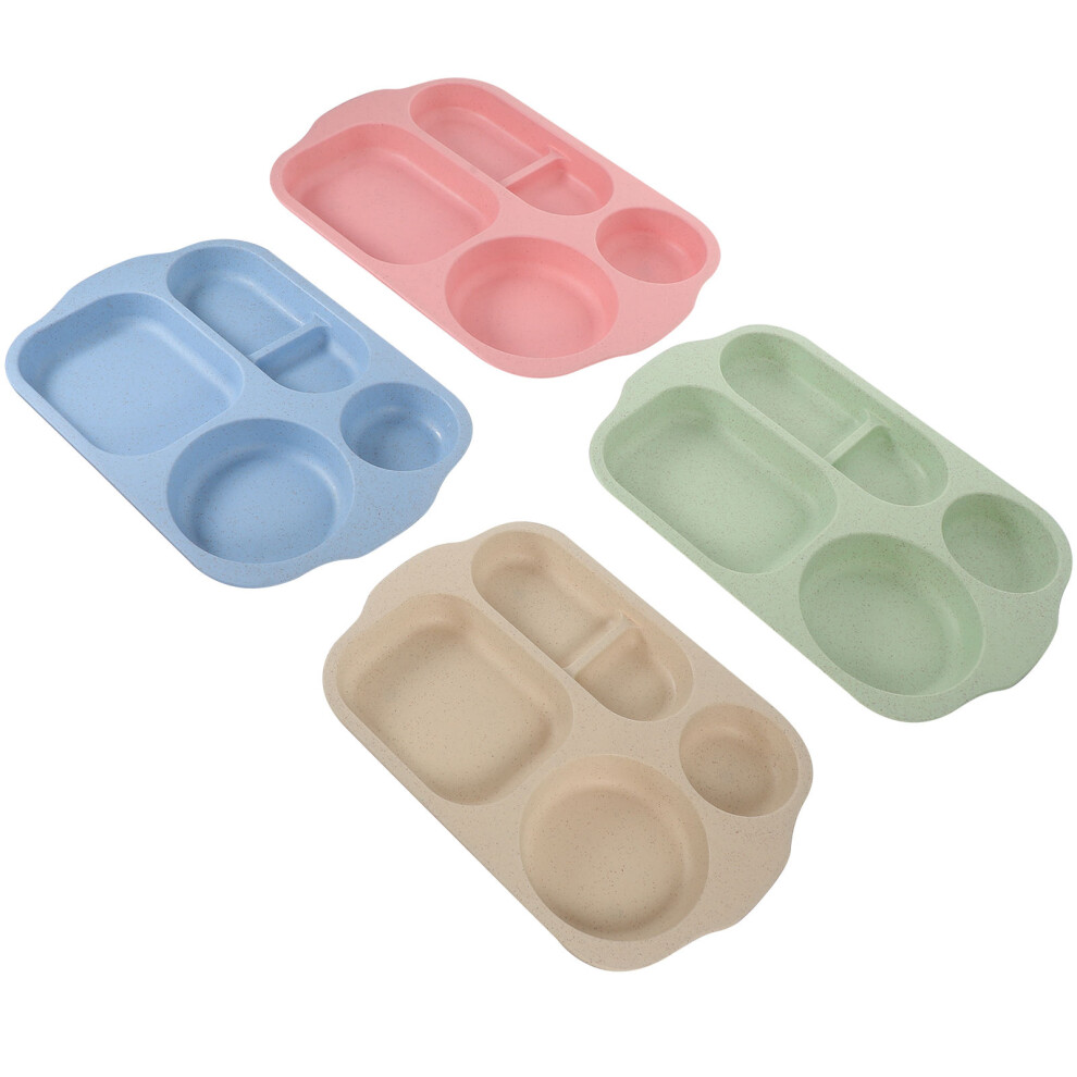 4 Pcs Dinner Plates Unbreakable Divided Kids Food Tray Child Solustre