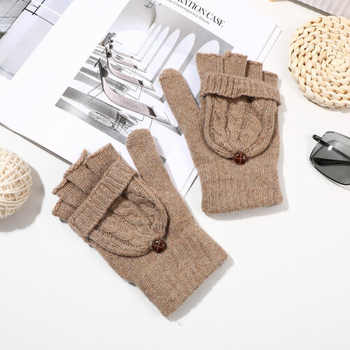 Womans Gloves -Use Brown Wool 1 Pair 6.68x4.72in 2