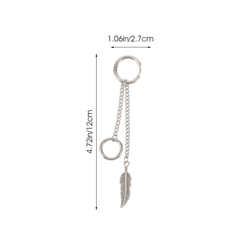 Dangle Hoop Drop Earrings Silver 1 Set 4.7x1.1in 1