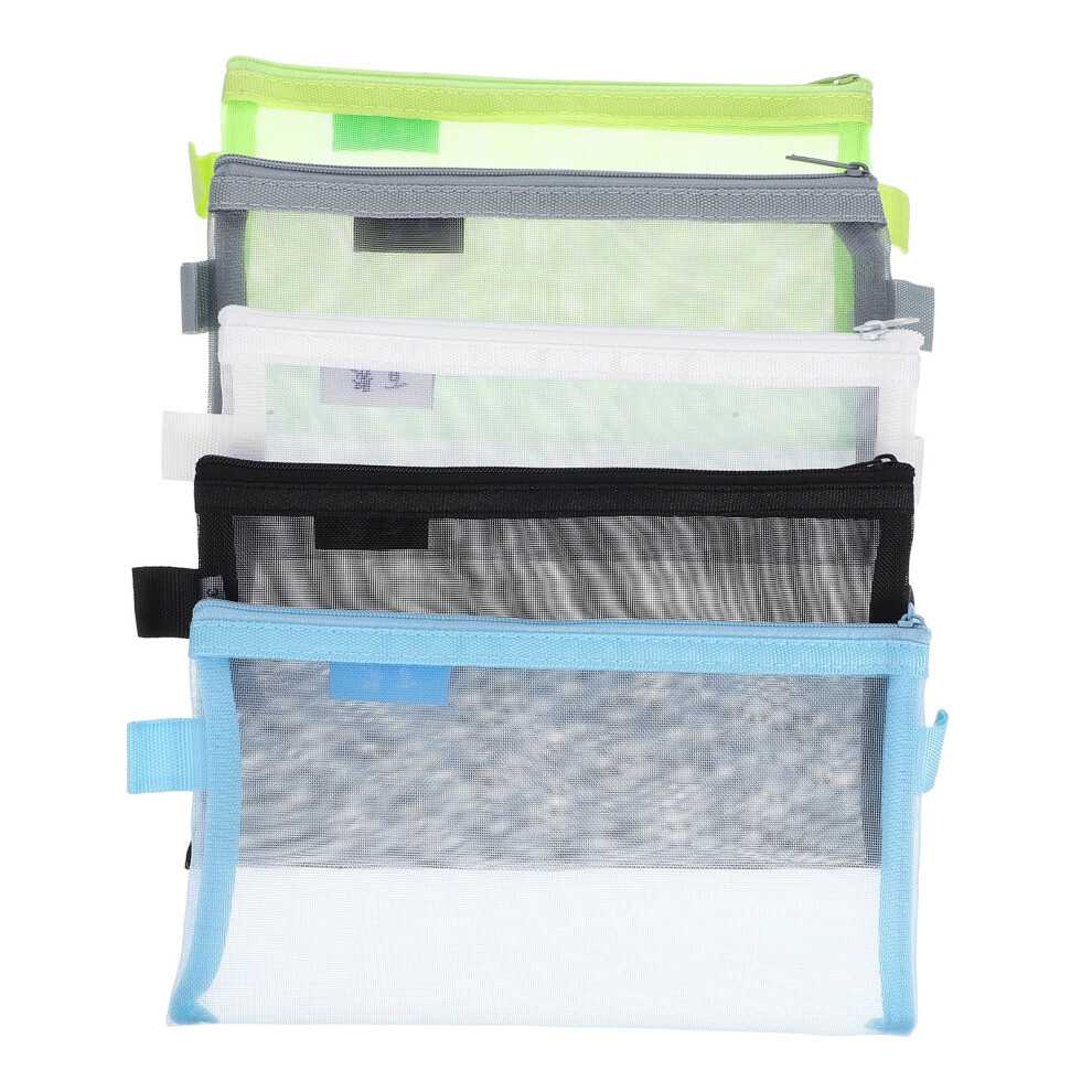 Ohphcall Green Clear Exam Pencil Pouch File Pockets 5Pcs