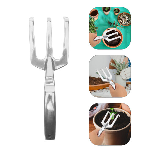 Multiuse Small Garden Rake For Digging And Planting In Silver 2