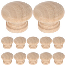 12Pcs Wood Material Drawer Knobs Stylish Khaki Handles for Cabinets