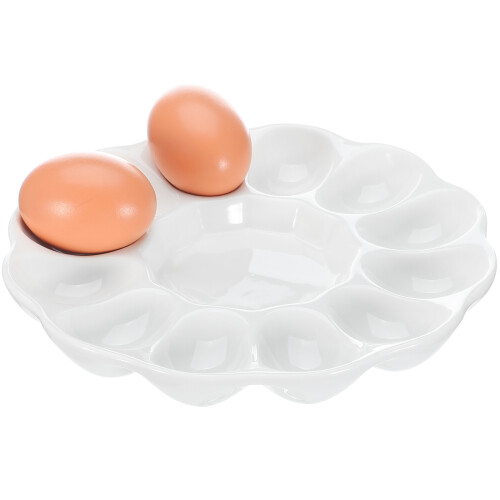 Devilled Egg Plate Ceramic Food Container with Lid Easter Tray