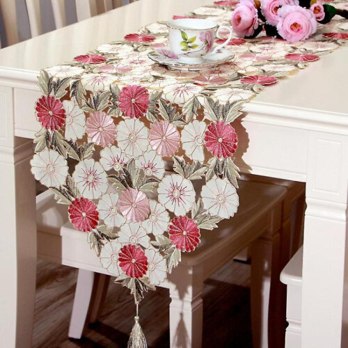Tablecloth, Embroidered Hollow Table Runner, Pastoral Tablecloth, Coffee Table Cloth 40*210cm