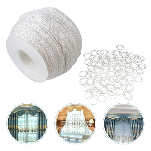 1 Set Curtain Rope Practical Curtain Wire Plastic Window With Rings 2