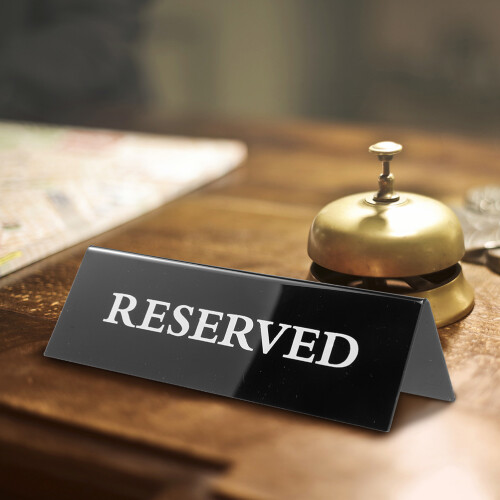 2 Pcs Card Sign Table With Stands Reserved Black Reusable 2