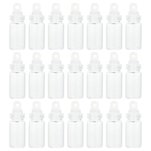 30 Pcs Mini Transparent Glass Bottles Empty Lids Tiny Clear