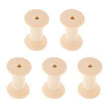 Raindrops Wood Spool Sewing Bobbins Brown 5pcs 1.9in