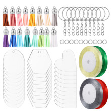 4Ensembles Blanks Acryliques Transparente Cercle Pour Porte-Clés DIY