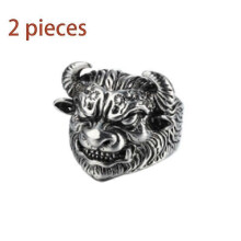 Punk Style Ring Personality Aggressive Men's Lion Head Skull Head Wolf Head Leopard Head Buddha Face RingPJ-1015-12