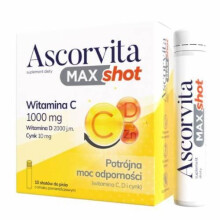 Ascorvita Max Shot, orange flavor, 10 x 25 ml