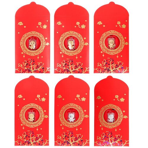Raindrops Red Envelopes Red Paper 6pcs 5.9x3.3in