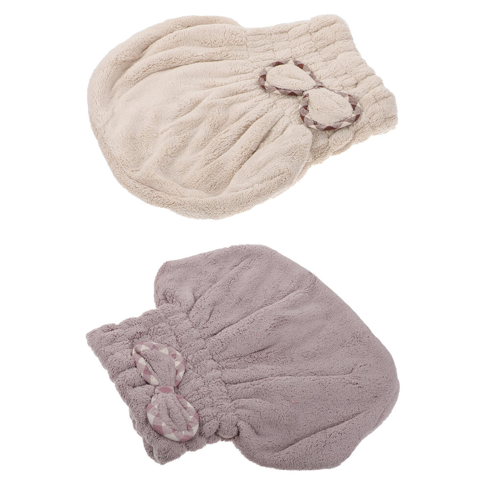 Artibetter Coral Bath Caps Fleece 2Pcs Comfortable Bathing Hats