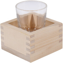 Japanese Saki Cups Glass Wood 1 Set