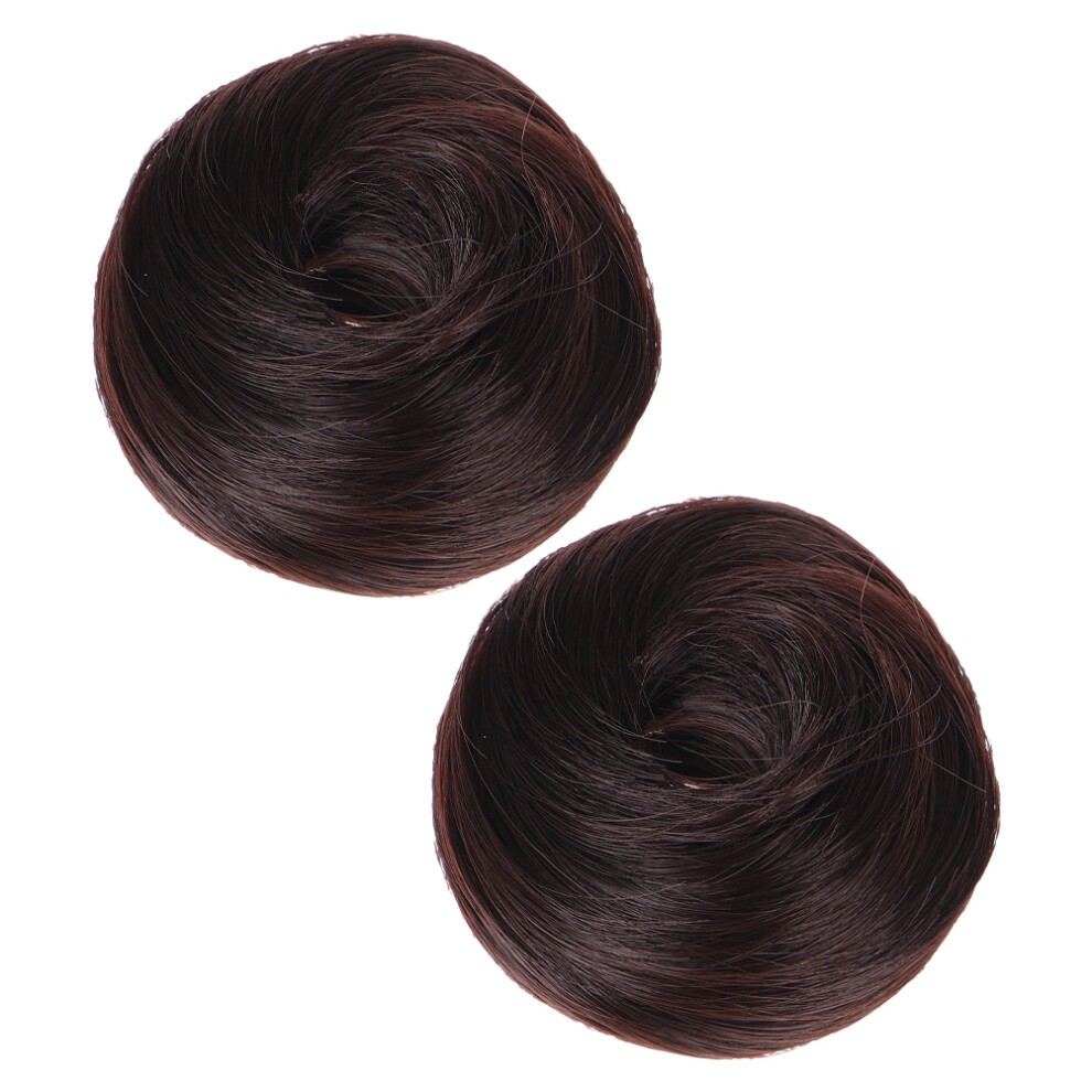 Iplusmile Raindrops 2 Pcs Hair Flag Rack Doll Bun Wig 5.50X4.80x3.00cm Brown