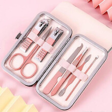 7 in 1 Manicure Set Professional Nail Clipper Set Stainless Steel Manicure Kit Nail Care Kit Pedicure Kit - Pink
