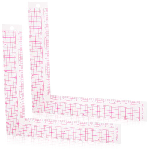 Quilting Ruler L Square Curve Pink Plastic 2pcs