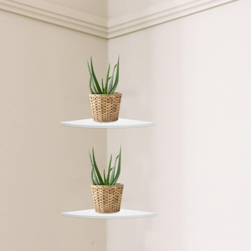 3 Pcs Corner Wall Mount Floating Shelves Shelf White Storage 2