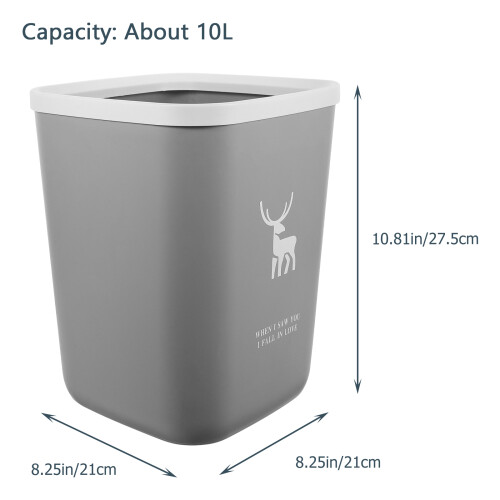 Small Trash Can Grey Pp Easy Cleaning For Kitchen 1pack 2