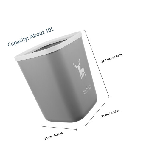 Small Trash Can Grey Pp Easy Cleaning For Kitchen 1pack 1