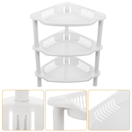 3 Tier Bathroom Shelves White Plastic Storage Basket Organizer 2