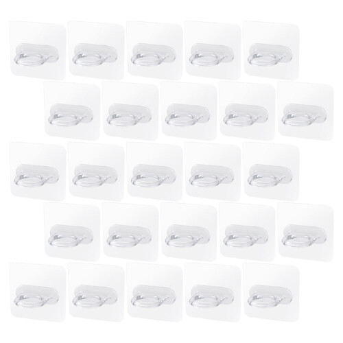 Wall Hooks Transparent Plastic 25pcs 2.8x2.8x1.0in 2