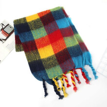 Scarf women winter thickening warm thick tassel hundred with 2022 new scarf men autumn and winter plaid scarf (Colourful plaid)