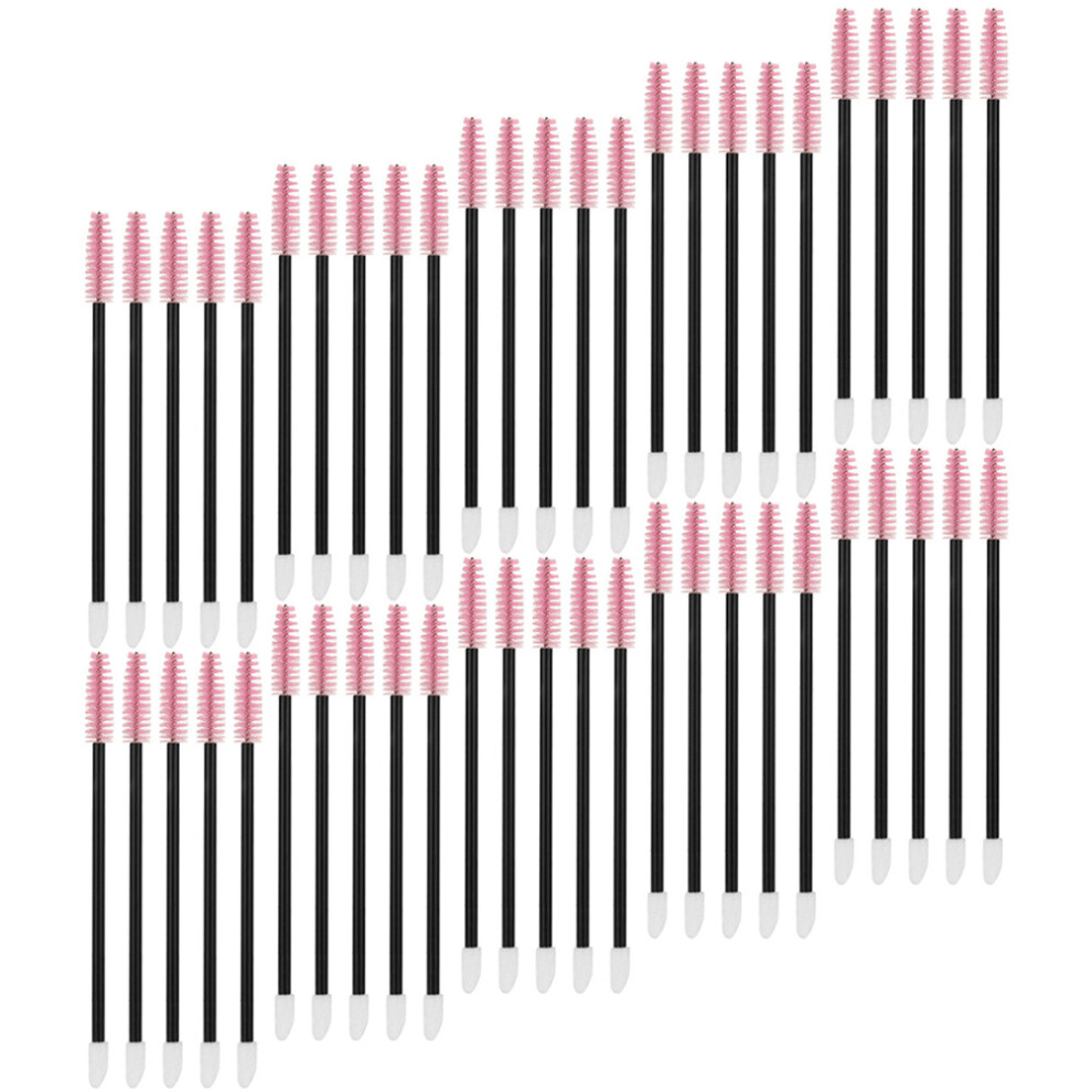 Totority Pink Eyebrow Eyelash Brushes Plastic 50Pcs 4Set 11.8X0.2in