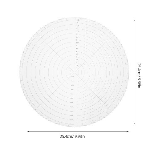 Acrylic Round Ruler 25.40x25.40x0.20cm Transparent 1