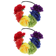 2Stk Elastischer Rosen Haarreif Bunt Für Kinder Und Erwachsene