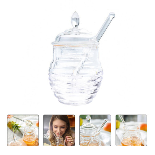 Honey Pot With Dipper 14.2x9.3cm Transparent 2