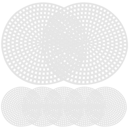 30 Pcs Cutting Mat Mesh Canvas Circle Round Embroidery Kits White 2