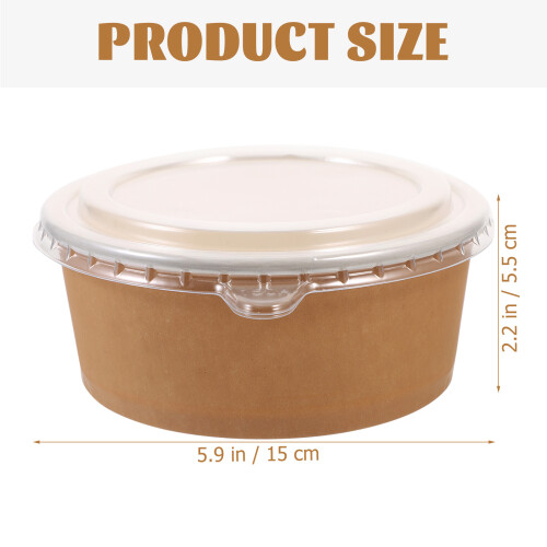 Raindrops 20pcs Kraft Paper Bowls With Lids Round Packaging Containers 2