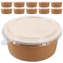 Raindrops 20pcs Kraft Paper Bowls With Lids Round Packaging Containers