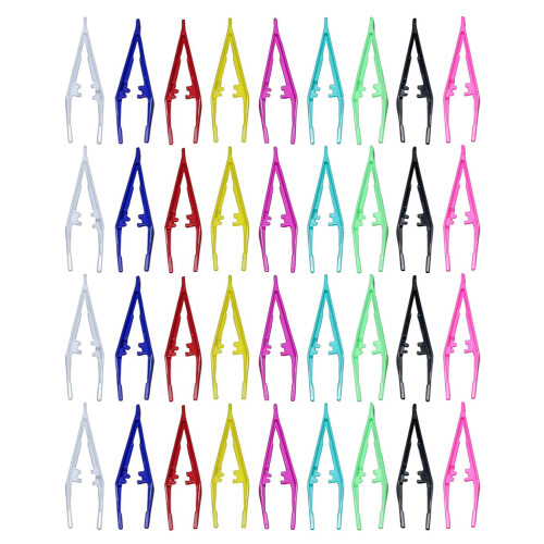 Tweezers For Crafting 50set Plastic Assorted Color Slender Tip