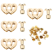 4Pcs Golden Heart Shape Turn Locks Metal Handbag Accessories Durable