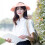 Sunshade Hat Women Wide Brim Polyester Pink 1pack 11