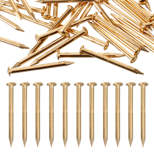Brass Nail Set Round Head Golden 100pcs